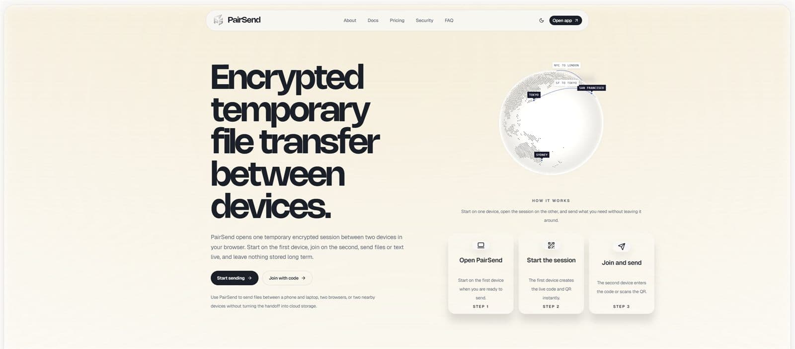 PairSend homepage